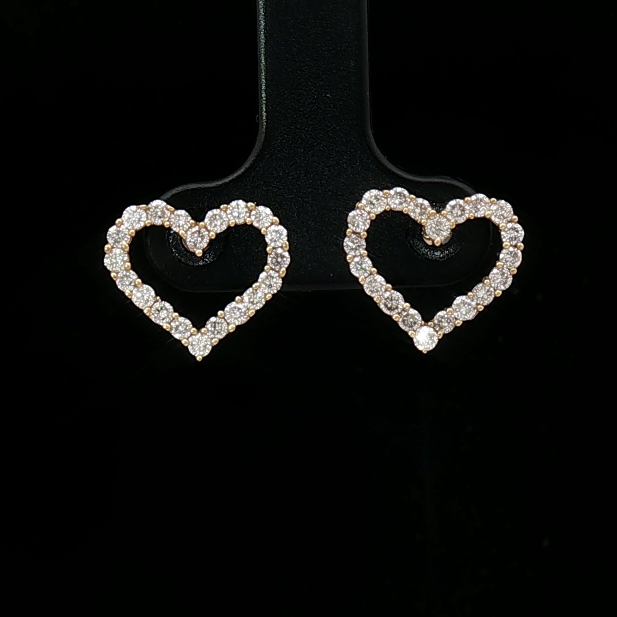18k Yellow Gold Open Heart Stud Earrings – 0.70ct Natural Round Brilliant Diamonds