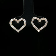 18k Yellow Gold Open Heart Stud Earrings – 0.70ct Natural Round Brilliant Diamonds