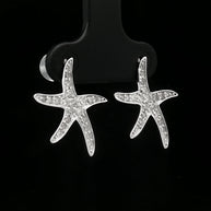 18k White Gold Starfish Stud Earrings – 0.60ct Natural Brilliant-Cut Diamond