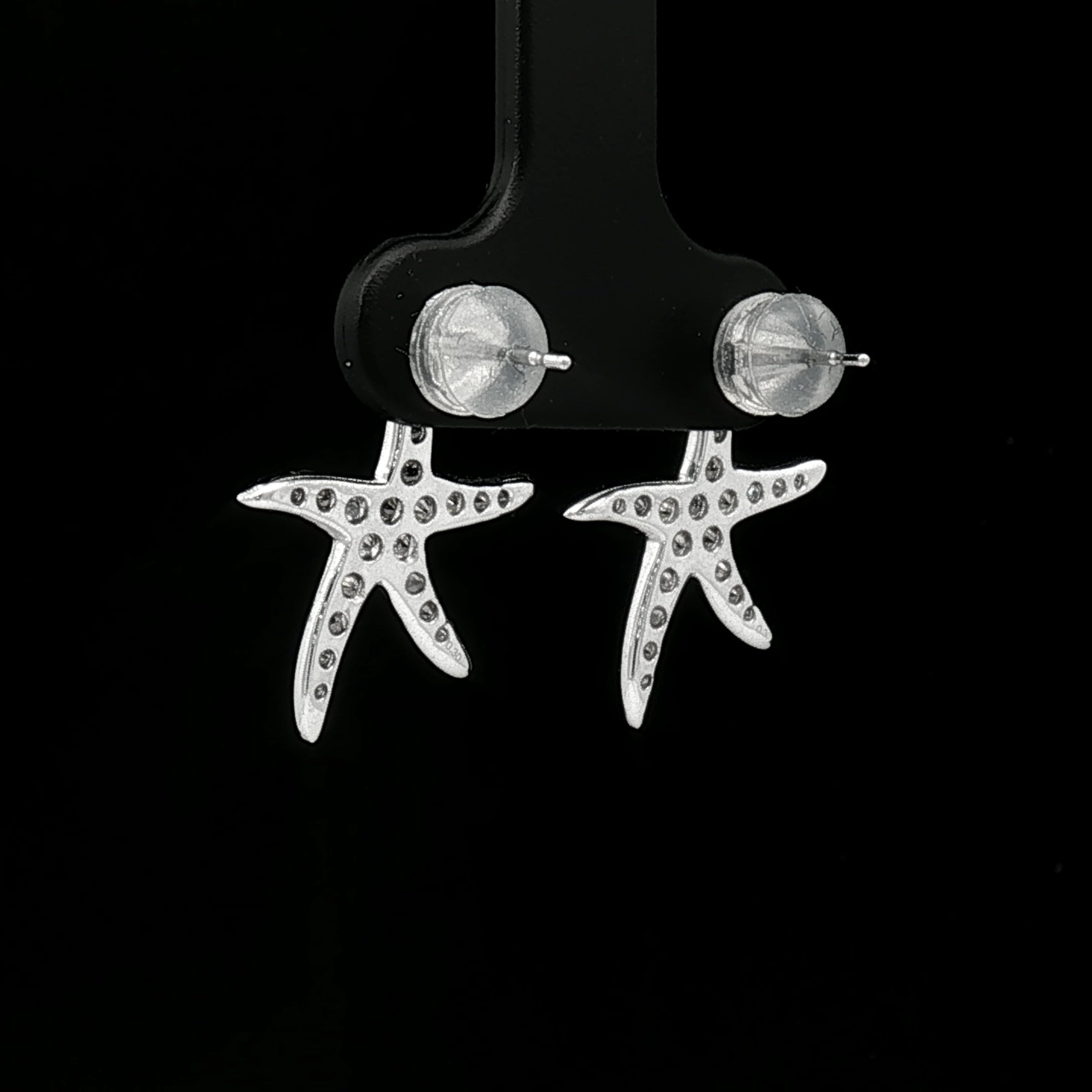 18k White Gold Starfish Stud Earrings – 0.60ct Natural Brilliant-Cut Diamond