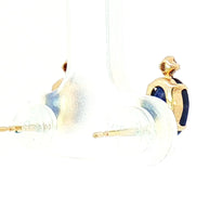 18k Yellow Gold Stud Earrings with Blue Sapphire and Diamond