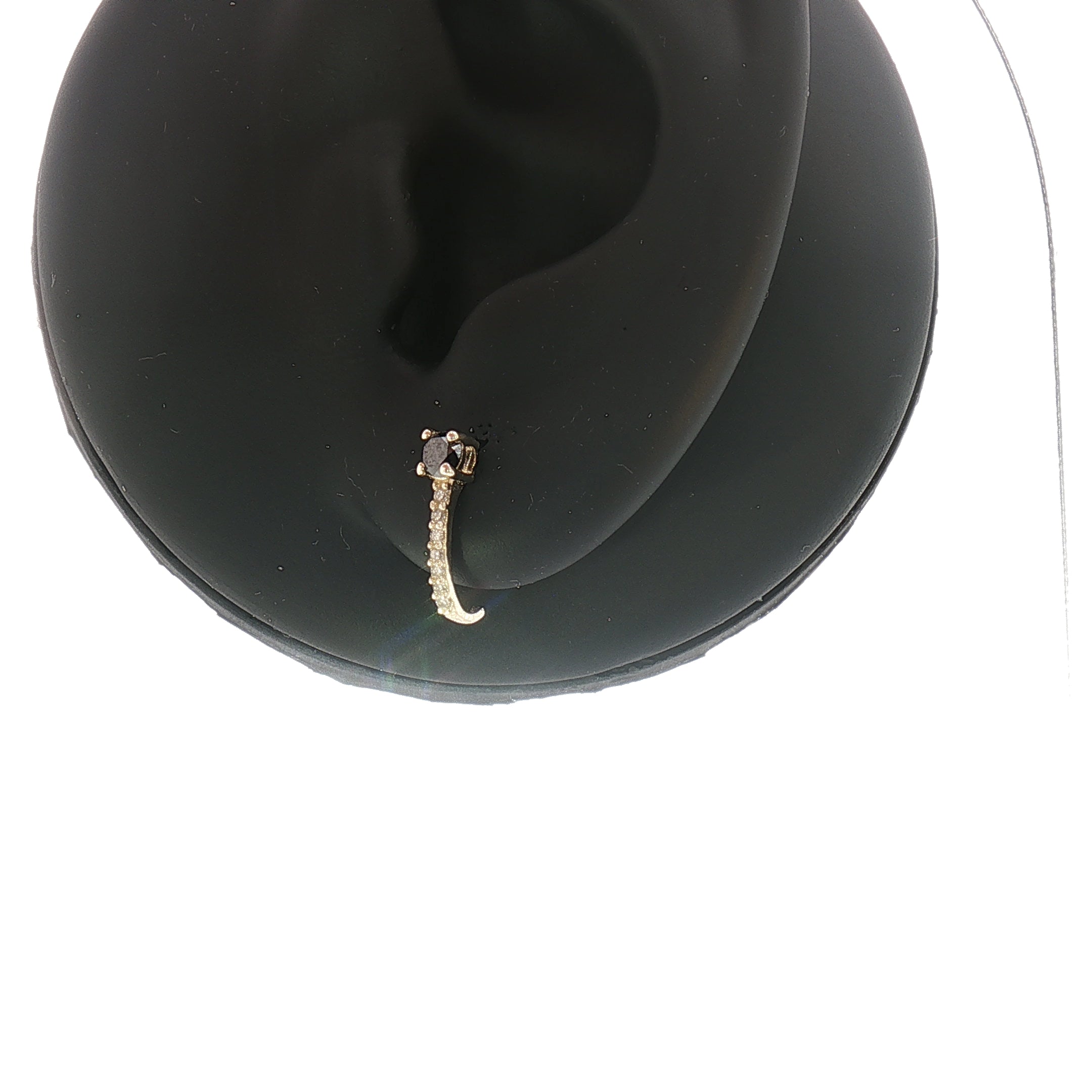 18k Yellow Gold Half Hoop Earrings – 0.32ct Natural Black & Colourless Round Diamonds