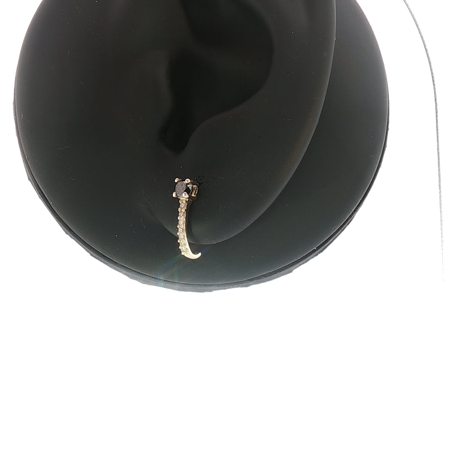 18k Yellow Gold Half Hoop Earrings – 0.32ct Natural Black & Colourless Round Diamonds