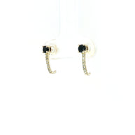 18k Yellow Gold Half Hoop Earrings – 0.32ct Natural Black & Colourless Round Diamonds