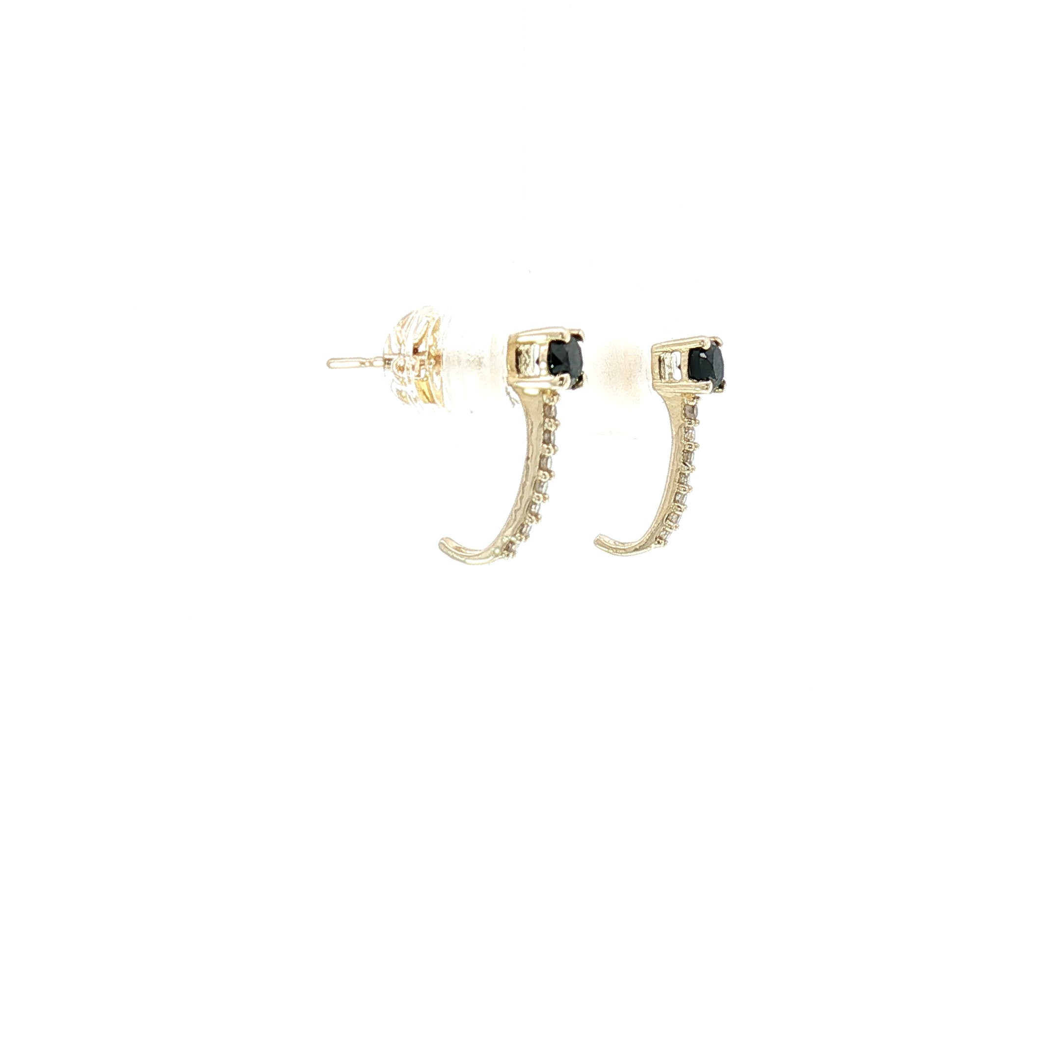 18k Yellow Gold Half Hoop Earrings – 0.32ct Natural Black & Colourless Round Diamonds