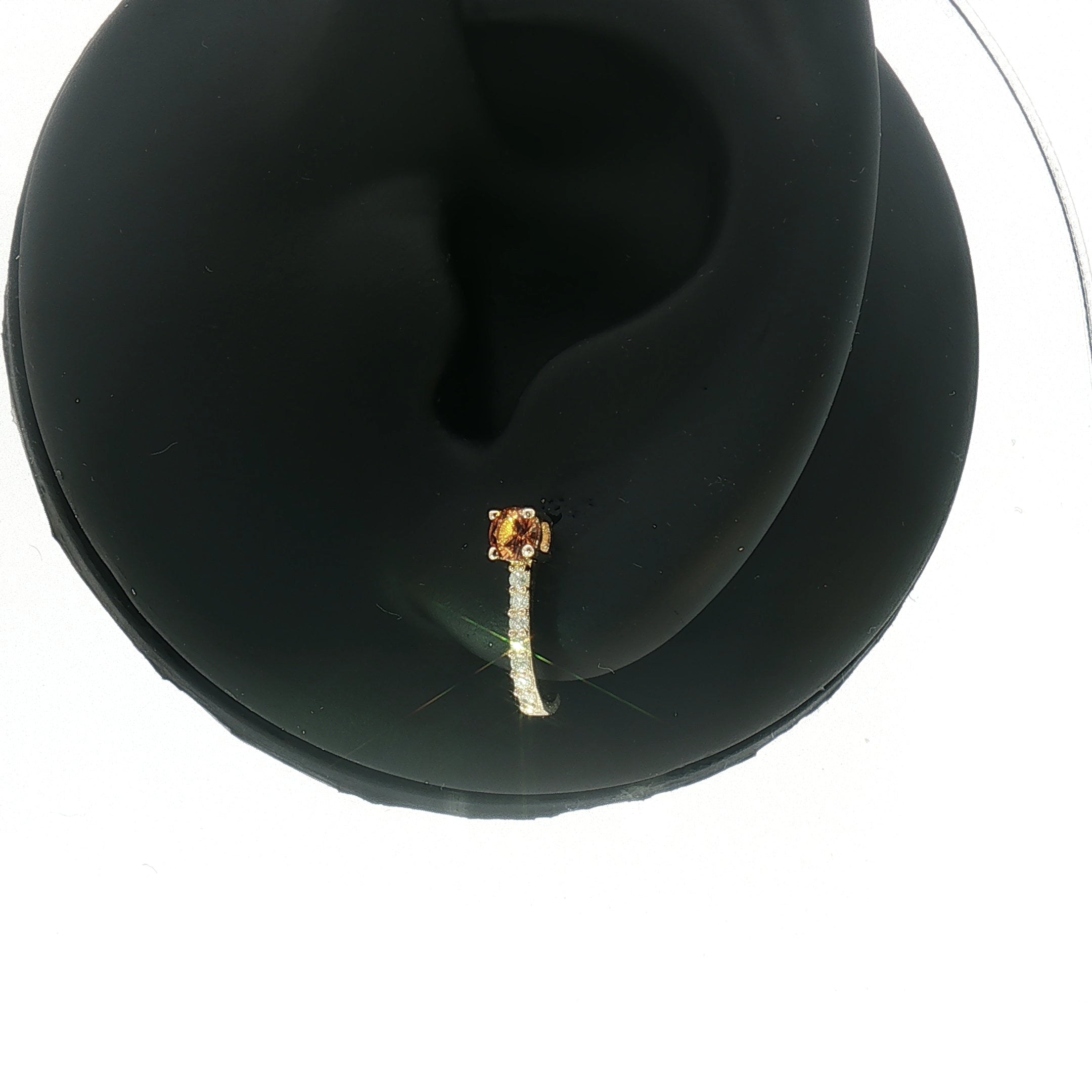 18k Yellow Gold Half Loop Earrings – 0.22ct Citrine & 0.08ct Natural Brilliant Diamonds