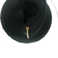 18k Yellow Gold Half Loop Earrings – 0.22ct Citrine & 0.08ct Natural Brilliant Diamonds