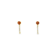 18k Yellow Gold Half Loop Earrings – 0.22ct Citrine & 0.08ct Natural Brilliant Diamonds