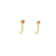 18k Yellow Gold Half Loop Earrings – 0.22ct Citrine & 0.08ct Natural Brilliant Diamonds