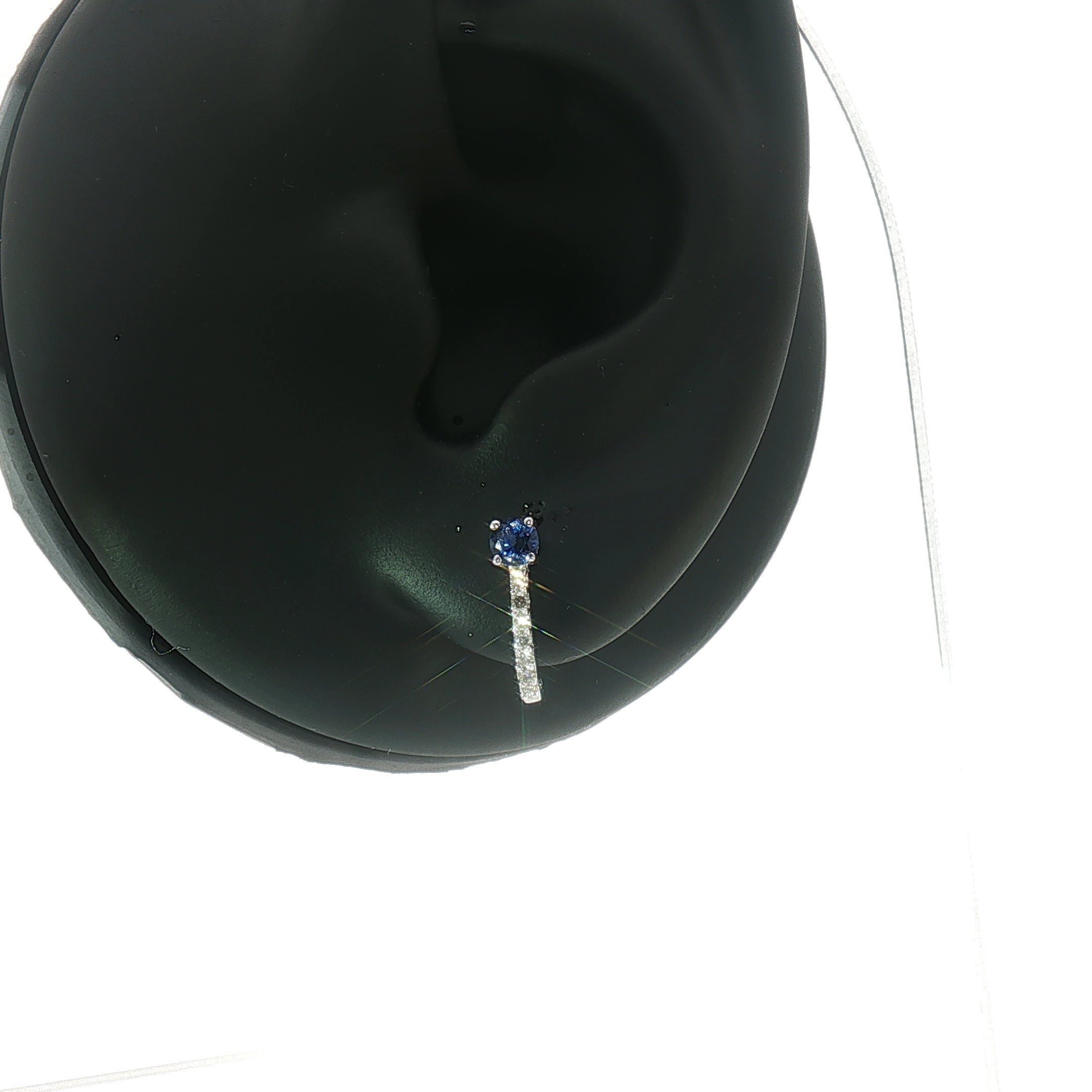 18k White Gold Half Loop Earrings – 0.24ct Deep Blue Sapphire & 0.08ct Natural Diamond Accents