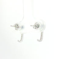 18k White Gold Half Loop Earrings – 0.24ct Deep Blue Sapphire & 0.08ct Natural Diamond Accents