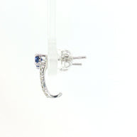 18k White Gold Half Loop Earrings – 0.24ct Deep Blue Sapphire & 0.08ct Natural Diamond Accents
