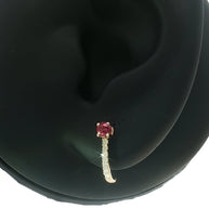 18k Yellow Gold Half Loop Earrings with 0.30tcw Ruby and 0.08tcw Natural Diamonds