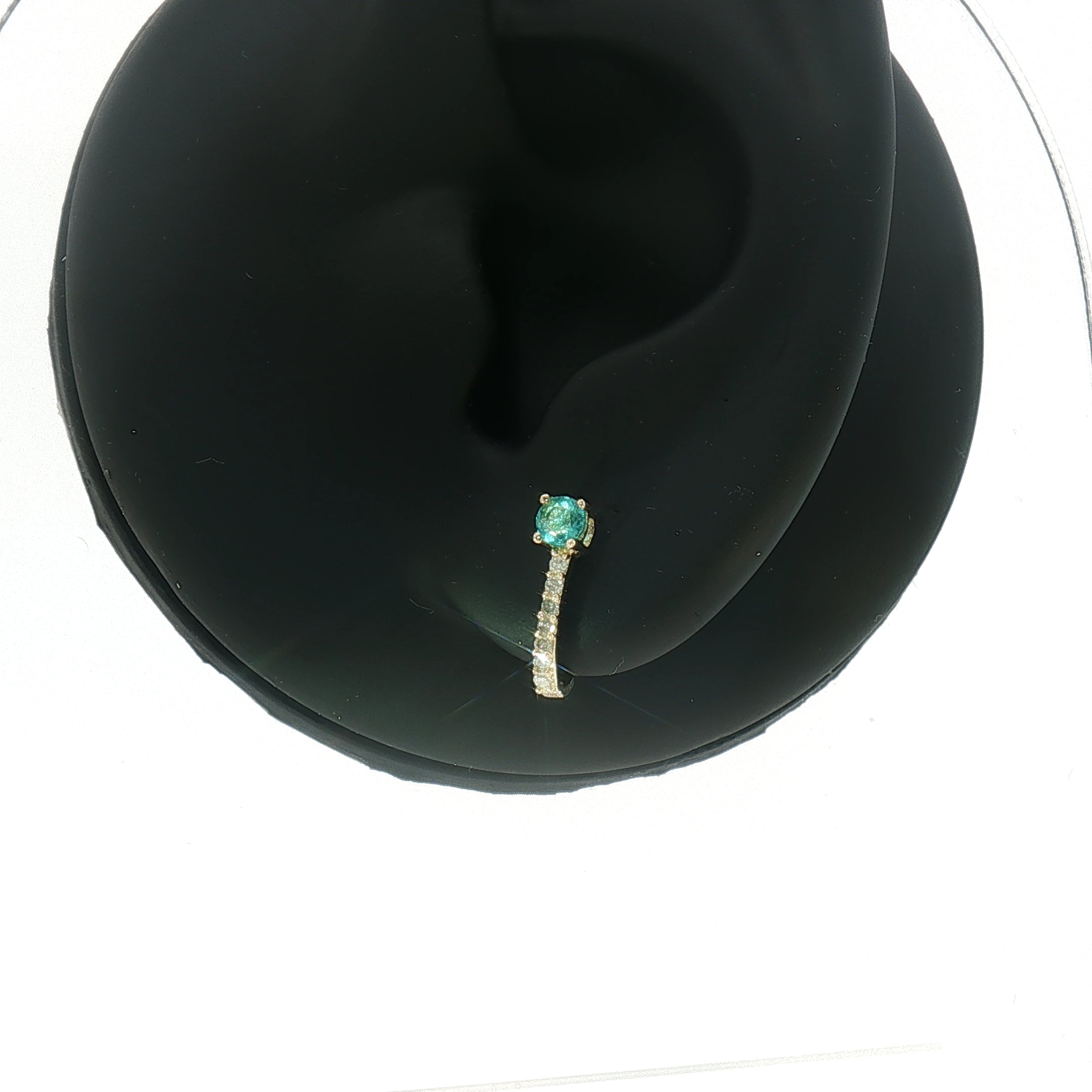 18k Yellow Gold Half Loop Earrings – 0.22ct Paraiba Apatite & 0.08ct Natural Diamond Accents