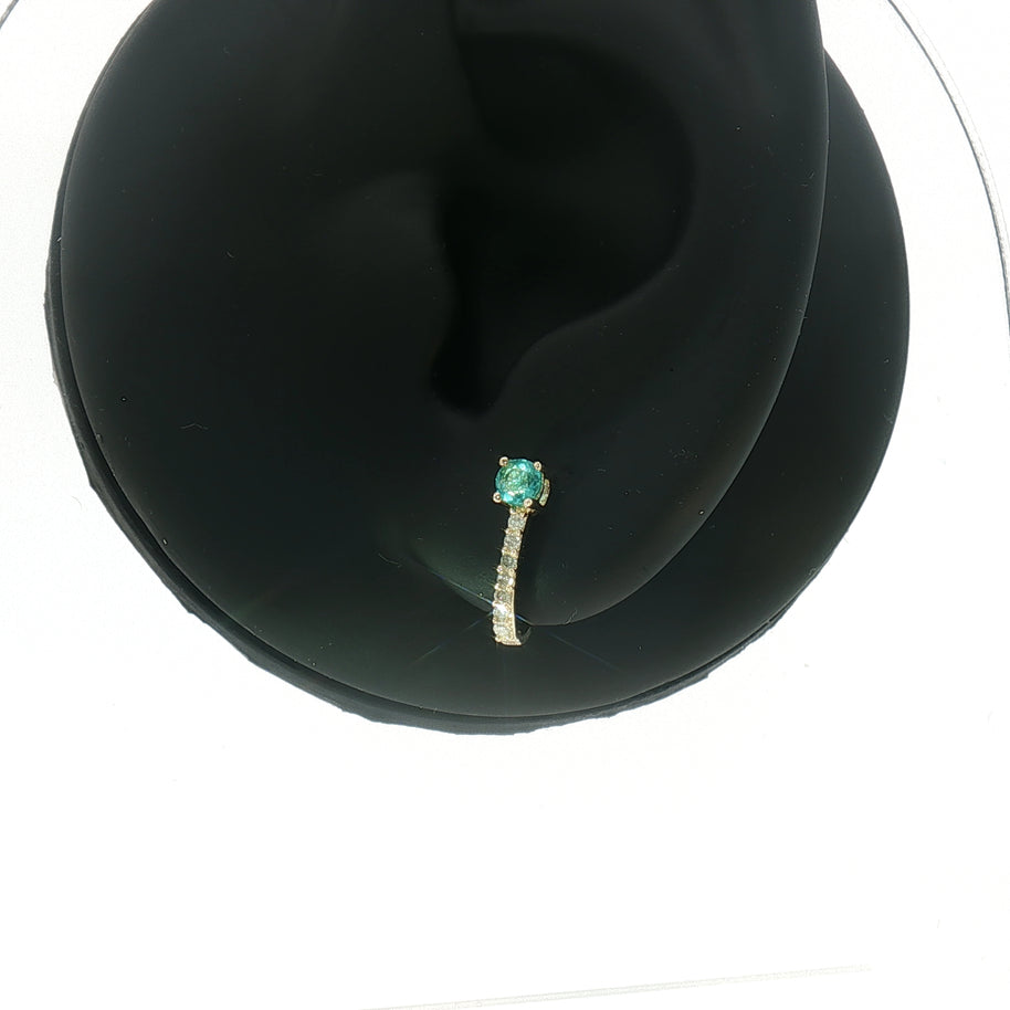 18k Yellow Gold Half Loop Earrings – 0.22ct Paraiba Apatite & 0.08ct Natural Diamond Accents