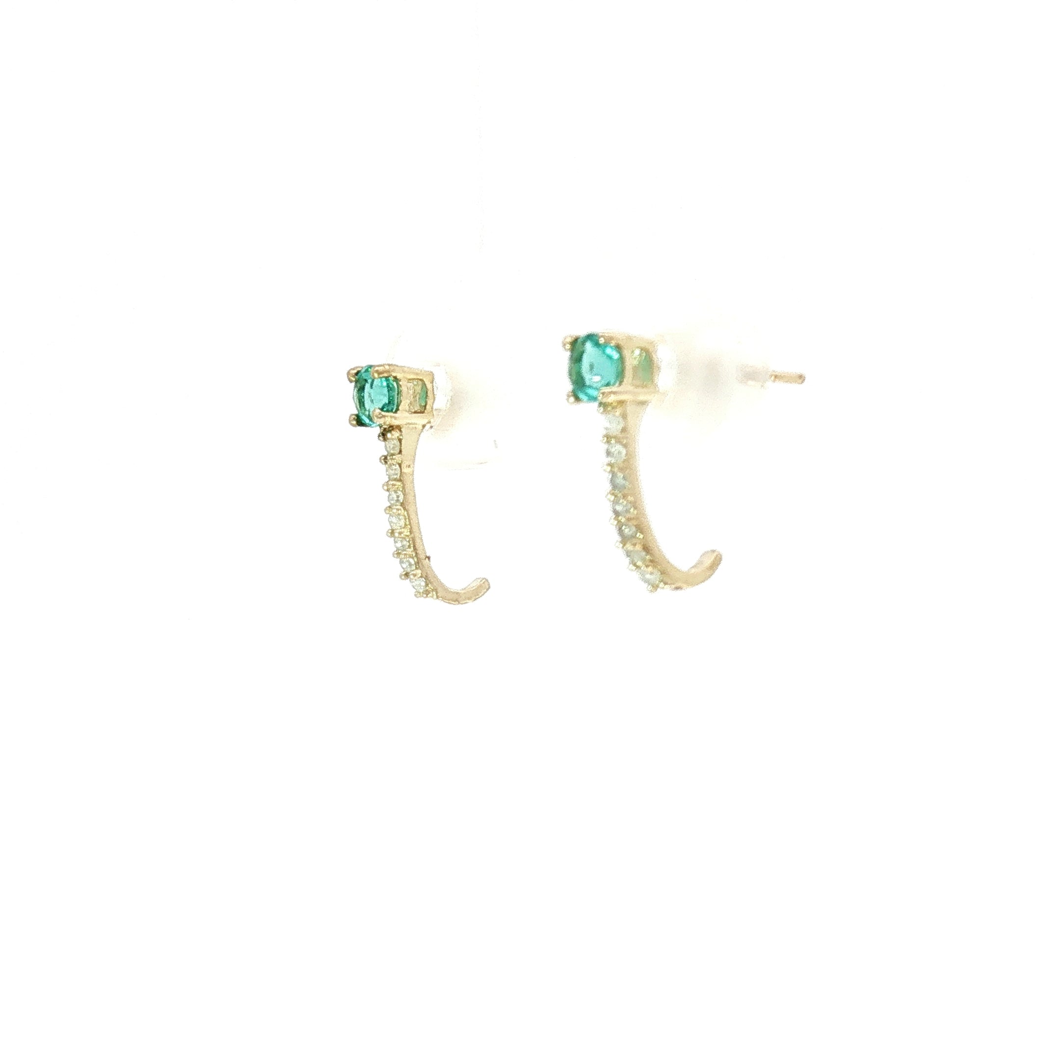 18k Yellow Gold Half Loop Earrings – 0.22ct Paraiba Apatite & 0.08ct Natural Diamond Accents