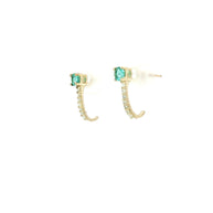 18k Yellow Gold Half Loop Earrings – 0.22ct Paraiba Apatite & 0.08ct Natural Diamond Accents