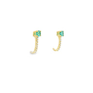 18k Yellow Gold Half Loop Earrings – 0.22ct Paraiba Apatite & 0.08ct Natural Diamond Accents