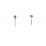18k Yellow Gold Half Loop Earrings – 0.22ct Paraiba Apatite & 0.08ct Natural Diamond Accents