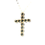 18k Yellow Gold Cross Pendant – 5.00ct Natural Rose-Cut Black Diamond Statement Design