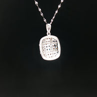 18k White Gold Cushion Pendant with 0.50tcw Red, Blue and Colourless Natural Diamond