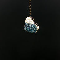 18k Yellow Gold Heart Pendant – 1.00ct Fancy Blue & Colourless Natural Round & Baguette Diamonds