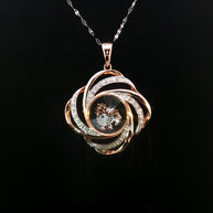 14k Rose & White Gold Rooster Windmill Pendant – 0.12ct Natural Round Brilliant Diamond Accents