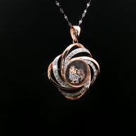 14k Rose & White Gold Rooster Windmill Pendant – 0.12ct Natural Round Brilliant Diamond Accents