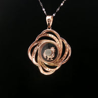 14k Rose & White Gold Rooster Windmill Pendant – 0.12ct Natural Round Brilliant Diamond Accents