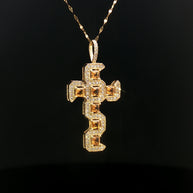 18k Yellow Gold Cross Pendant – 1.35ct Square-Cut Citrine & 0.40ct Natural Brilliant Diamonds