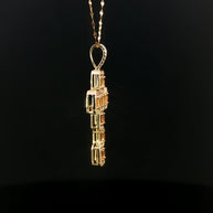 18k Yellow Gold Cross Pendant – 1.35ct Square-Cut Citrine & 0.40ct Natural Brilliant Diamonds