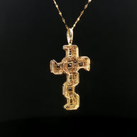 18k Yellow Gold Cross Pendant – 1.35ct Square-Cut Citrine & 0.40ct Natural Brilliant Diamonds