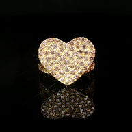 18k Yellow Gold Heart Cocktail Ring – 2.10ct Natural Brilliant Diamond Cluster Power Ring