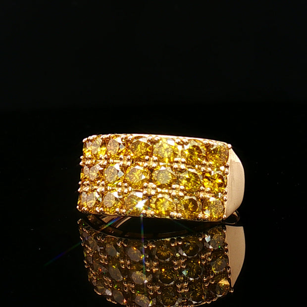 18k Yellow Gold Multi-Stone Band Ring – 2.00ct Fancy Deep Yellow Natural Diamond