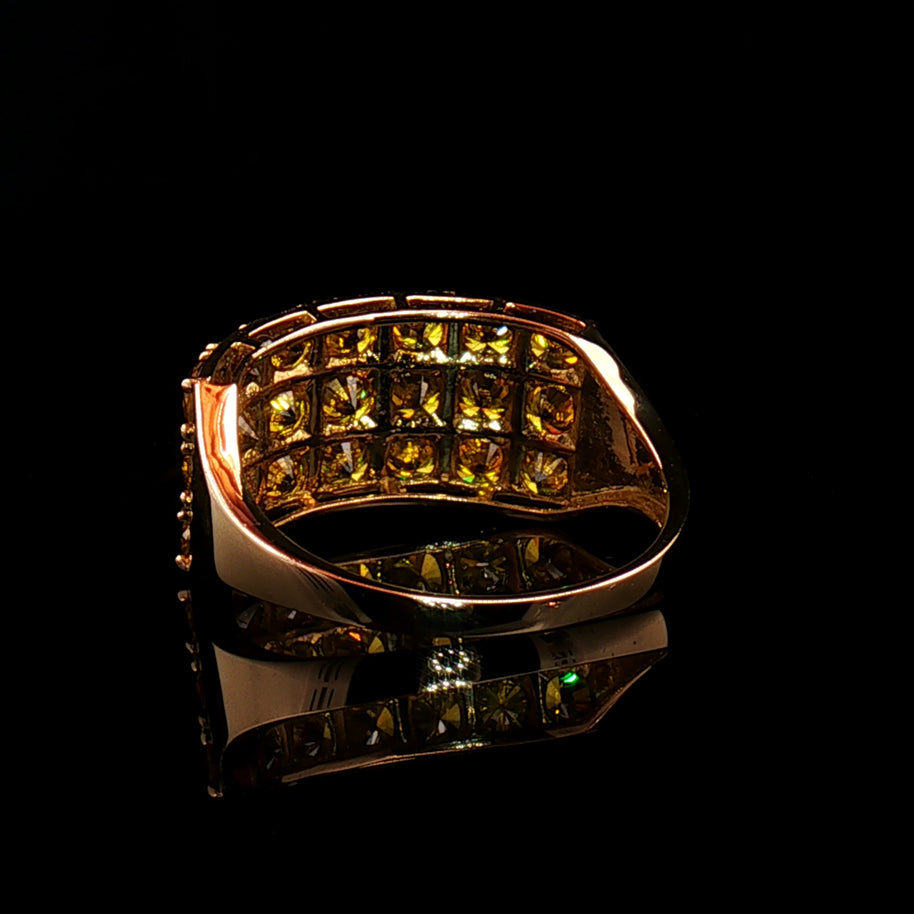 18k Yellow Gold Multi-Stone Band Ring – 2.00ct Fancy Deep Yellow Natural Diamond