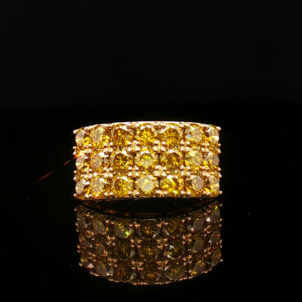 18k Yellow Gold Multi-Stone Band Ring – 2.00ct Fancy Deep Yellow Natural Diamond