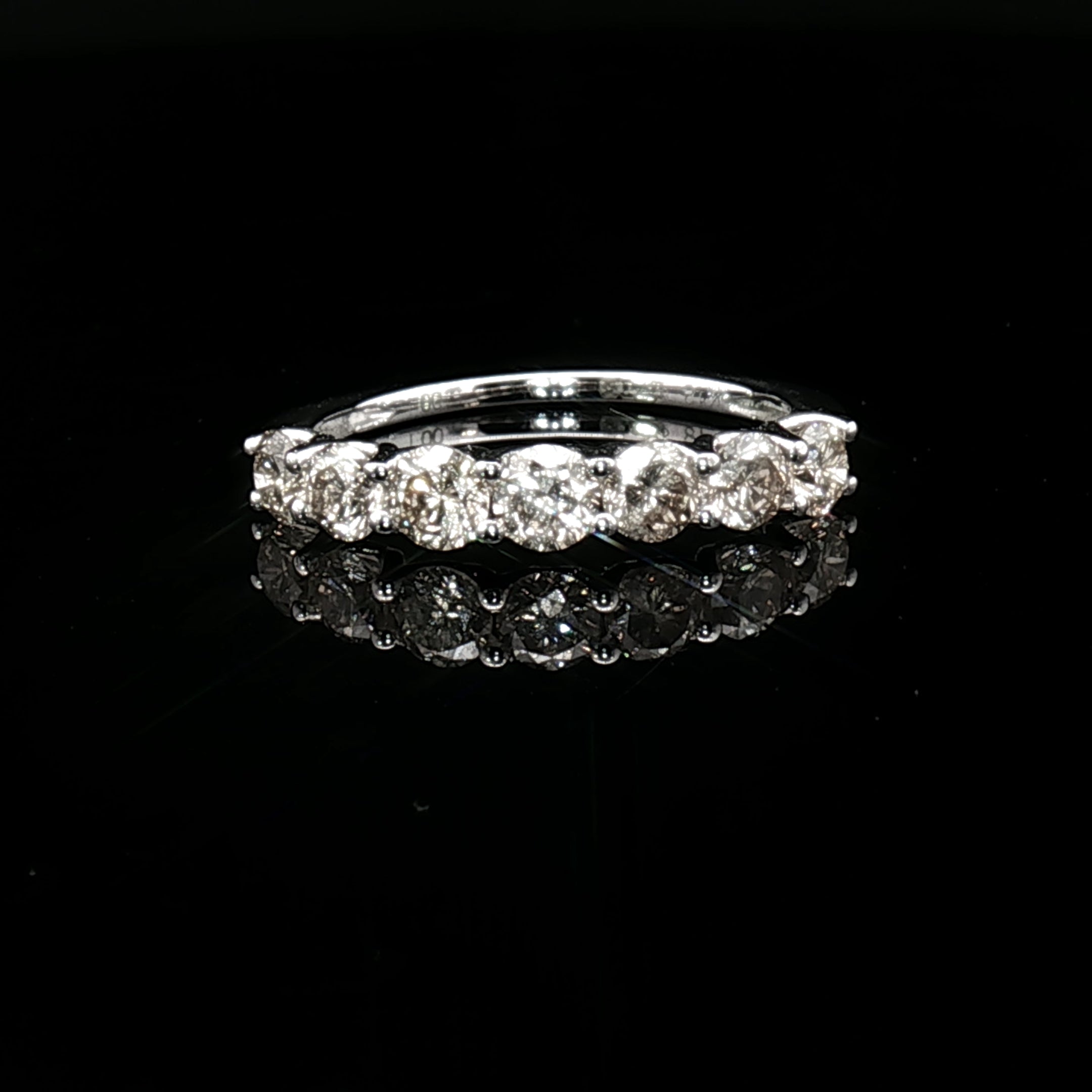 18k White Gold 7-Stone Eternity Ring – 1.00ct Natural Round Brilliant Diamond Band