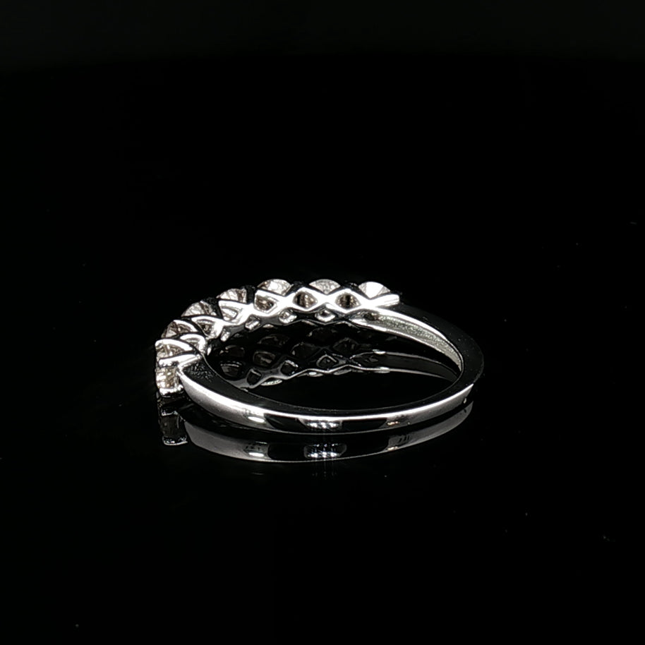 18k White Gold 7-Stone Eternity Ring – 1.00ct Natural Round Brilliant Diamond Band