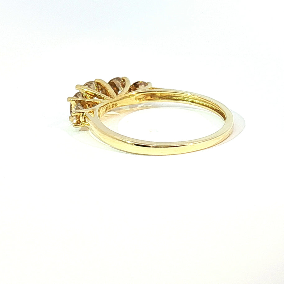 18k Yellow Gold 5-Stone Diamond Ring – 1.00ct Natural Round Brilliant Multi-Stone Band