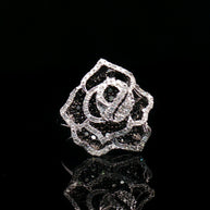 18k White Gold Rose Cocktail Ring – 1.00ct Black & Colourless Natural Round Brilliant Diamond Cluster
