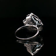 18k White Gold Rose Cocktail Ring – 1.00ct Black & Colourless Natural Round Brilliant Diamond Cluster