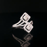 18k White Gold Overlap Square Illusion Ring – 0.50ct Natural Diamond Multi-Stone Halo Design