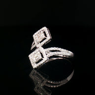18k White Gold Overlap Square Illusion Ring – 0.50ct Natural Diamond Multi-Stone Halo Design
