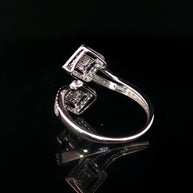 18k White Gold Overlap Square Illusion Ring – 0.50ct Natural Diamond Multi-Stone Halo Design