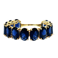 18k Yellow Gold Eternity Ring with 5.50tcw Deep Blue Oval Sapphire