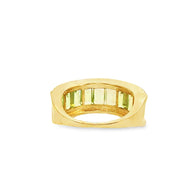 18k Yellow Gold Multi-Stone Ring – 2.60ct Emerald-Cut Peridot & 0.35ct Natural Brilliant Diamonds