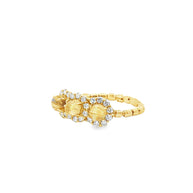 18k Yellow Gold Multi-Stone Ring – 0.60ct Rutilated Quartz & 0.30ct Natural Diamond Elastic Fit Band