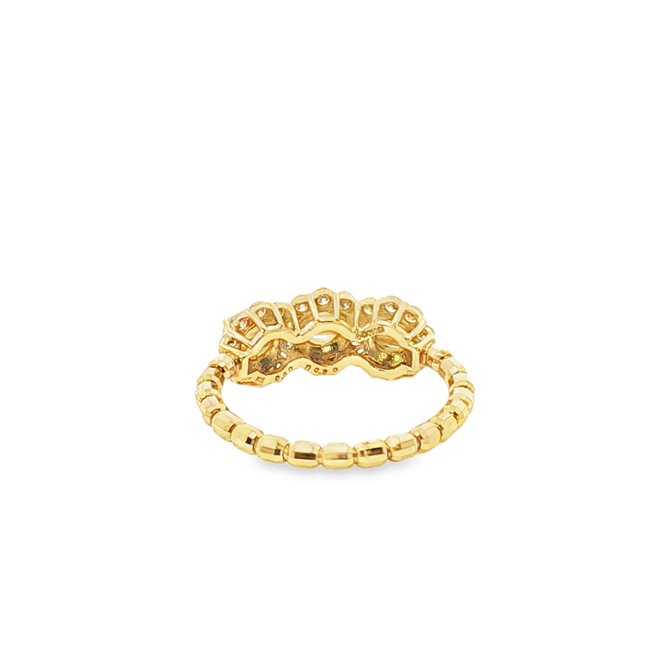 18k Yellow Gold Multi-Stone Ring – 0.60ct Rutilated Quartz & 0.30ct Natural Diamond Elastic Fit Band