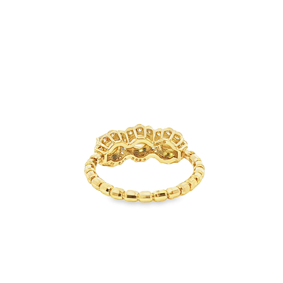 18k Yellow Gold Multi-Stone Ring – 0.60ct Rutilated Quartz & 0.30ct Natural Diamond Elastic Fit Band