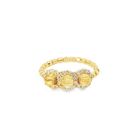 18k Yellow Gold Multi-Stone Ring – 0.60ct Rutilated Quartz & 0.30ct Natural Diamond Elastic Fit Band